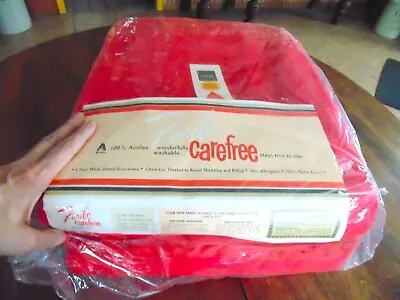 Vintage RED FARIBO Carefree Blanket W/ Satin Edge ~ New In Original Pkg ~ QUEEN • $55