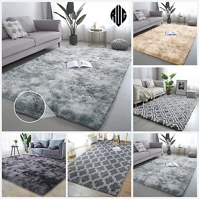 £7.99 • Buy Large Shaggy Fluffy Rugs Anti-Slip Super Soft Mat Living Room Bedroom Carpet Rug