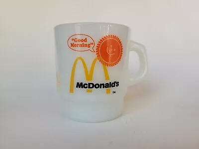 McDonalds Fire King Milk Glass Coffee Mug Good Morning Anchor Hocking Vintage • $9.99