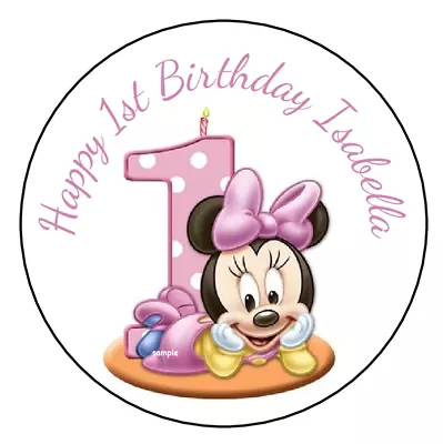 12 Minnie Mouse First 1st Birthday Party Stickers Favors Labels Tags 2.5  Custom • $4.99