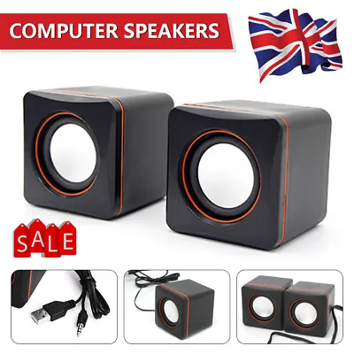 Mini PC Computer Laptop Speakers USB Desktop Clear STEREO Sound Multimedia • £6.69