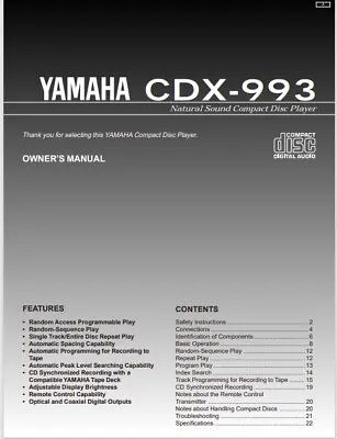 Yamaha CDX-993 - Compact Disc CD Player  - Operating Instructions - USER MANUAL • £5.99