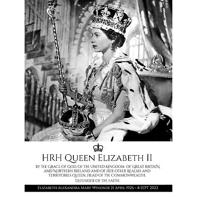 HRH Queen Elizabeth II Coronation Portrait Commemorative Huge Art Poster Print • £18.49