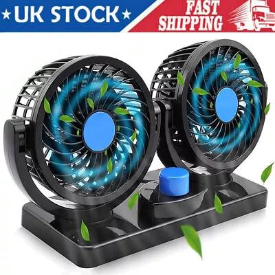 12 Volt Electric Auto Car Van Cooling Fan Dashboard Air Con Cooler Dual Head 12V • £9.93