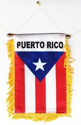 Puerto Rico Mini Banner Flag Great For Car & Home Window Mirror Hanging 2 Sided • $6.59