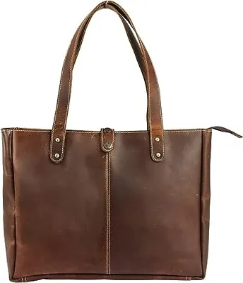 Handmade Shoulder Bag  16  Purse Large Women Vintage Genuine Brown Leather Tote • $76.45