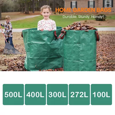 £8.99 • Buy Heavy Duty Garden Waste Bag Reusable Waterproof Refuse Sack For Leaves Grass Bin