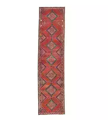 Distressed Muted Red Geometric 2X9 Handmade Oriental Runner Rug Hallway Carpet • $293