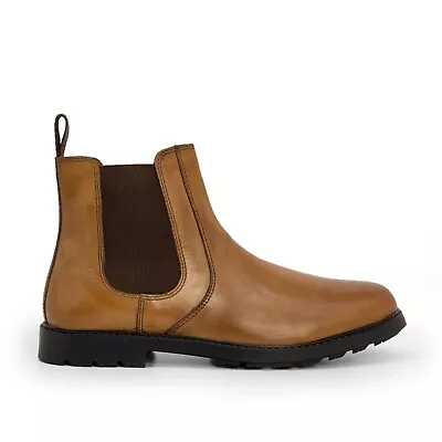 Mens Leather Chelsea Boots Tan Brown Oaktrak Fergus Dealer Boots  UK12 / EU46 • £29.99