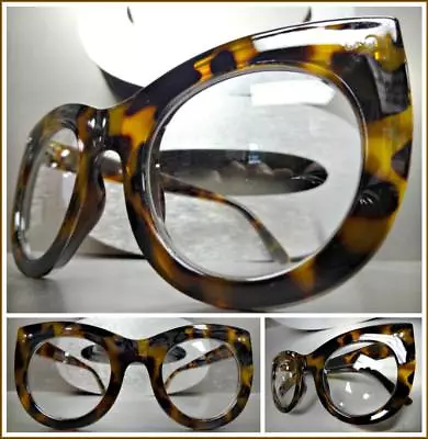 Oversized Vintage Retro Style Clear Lens EYE GLASSES Thick Leopard Fashion Frame • $19.99