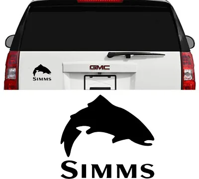 Simms Fishing Outdoor Sports Trout Vinyl Decal Sticker Window Cooler Truck Black • $4.70