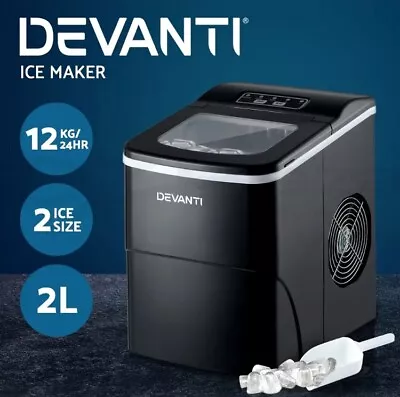 Devanti Portable Ice Maker Commercial Machine Ice Cube 2L Bar Countertop Black • $129