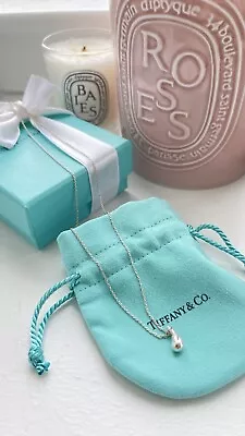 TIFFANY & CO Elsa Peretti Sterling Silver Teardrop Pendant Necklace 16 In NEW • $51