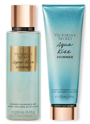 Victorias Secret Fragrance Aqua Kiss Shimmer Body Mist & Lotion Perfume • $49.95
