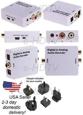 NEW TV Digital S/PDIF To Analog Stereo RCA Audio Converter Dolby 5.1 7.1 Decoder • $28.99