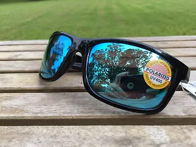 Maxx HD Sunglasses Retro 2.0 Polarized Black Smoke Lens Mirrored Blue 57588 • $19.95