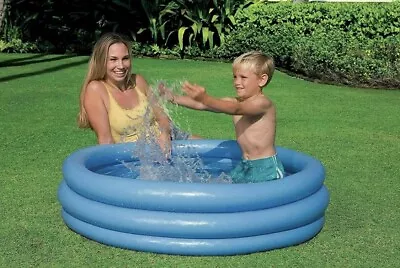 Paddling Swimming Pool Childrens Kids 114cm 3 Ring Garden Play Pool Intex Summer • £4.99