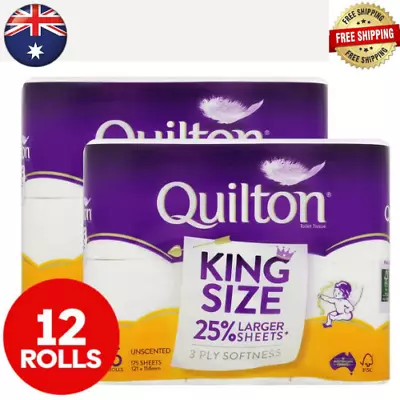 2x6pk Quilton King Size Unscented Bathroom Toilet Paper Rolls 3 Ply Softness* • $13.09