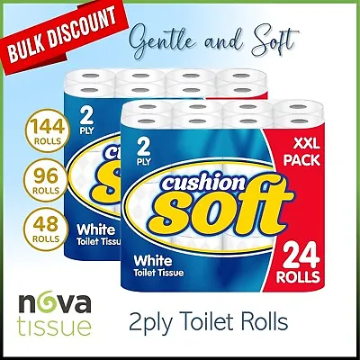 Cushion Soft Toilet Rolls Tissue Paper Soft Quilted 24pk 2ply: 48 96 Or 144 • £14