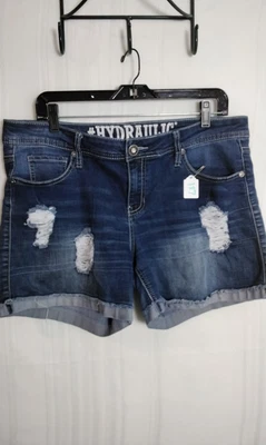 $5.99 • Buy Hydraulic Jeans Lola Curvy Shorts Low Rise Bling Pockets Denim Stretch 17/18