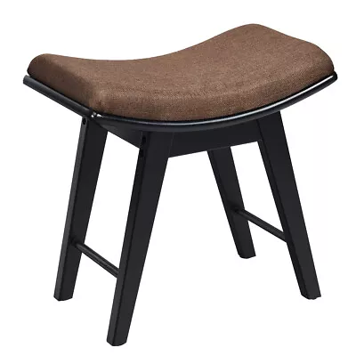 Vanity Stool Modern Dressing Makeup Stool W/ Concave Seat Rubberwood Legs Black • $55.99