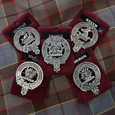 Pewter Clan Crest Cap Badge/Brooch - Made In Scotland • $35