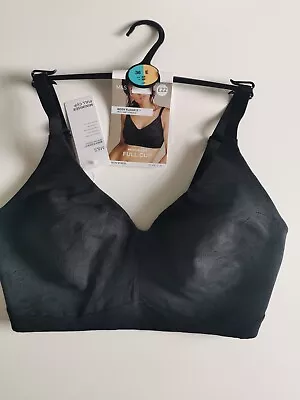 M&S Body Flexifit™ Non-Wired Full Cup Minimiser Bra 36E 40E Black Lace Front • £13.99