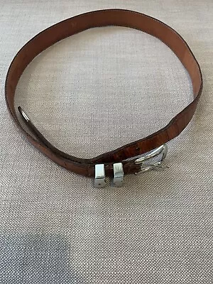 Martin Dingman Alligator Grain Calf Belt Brown Mens Sz 36 • $28