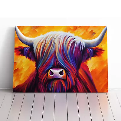 Highland Cow Vol.4 Abstract Canvas Wall Art Print Framed Picture Home Decor • £24.95