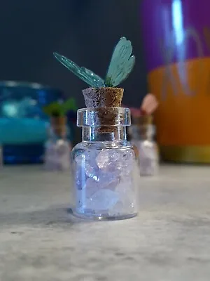 Genuine Crystal Shards In Mini Glass Corked Bottle With Butterfly Embellishment • $4.99