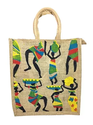 Indian Handblock Printed Jute Handbags For Travel Multipurpose Shopping • $13