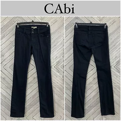 CAbi Jeans #515 Black Mid Rise Dark Wash Stretch Lou Lou Straight Leg Jeans 4 • $18.88