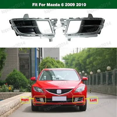 1 Pair Front Bumper Fog Light Frames Covers Chrome Trims For Mazda 6 2009 2010 • $54.82