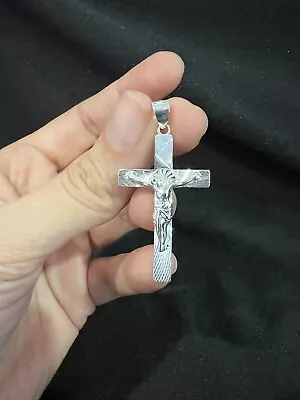 925 Sterling Silver Men's Womens Diamond Cut Cross Crucifix Pendant  • $30