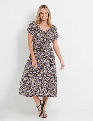 $19.90 • Buy Rivers Short Sleeve Shirred Waist Maxi Dress Mens Clothing  Dresses Maxi