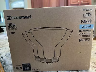 EcoSmart Flood LED Light Bulb 90 Watt Equivalent PAR38 Indoor Outdoor 4 Pack Set • $9.99