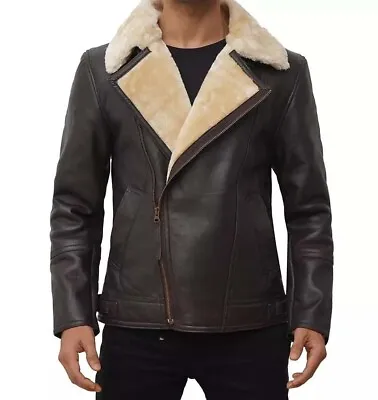 Men's RAF Aviator Real Leather Jacket Coat Bomber B3 Sheep Skin Pilot Flying New • $155