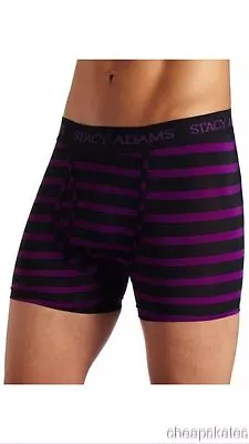 2X3X4X Stacy Adams Purple Black Stripe Boxer Brief PLUS SIZE MENS UNDERWEAR • $12.99