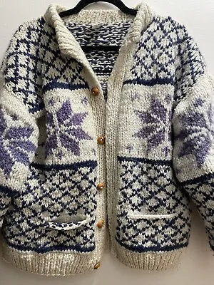 Artesanias Ramos HandmadeWool Colorful SweaterCardigan 1 Size Ecuador Fits L • $44.05