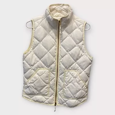 J. Crew Puffer Vest White Cream Full Zip Pockets Mock Neck Women’s S • $22