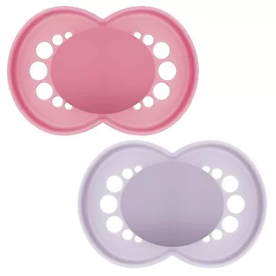 MAM Pure Original Symmetric Soother│BPA/BPS Free Materials│Solid Pink│6m+│2Pk • $9.99