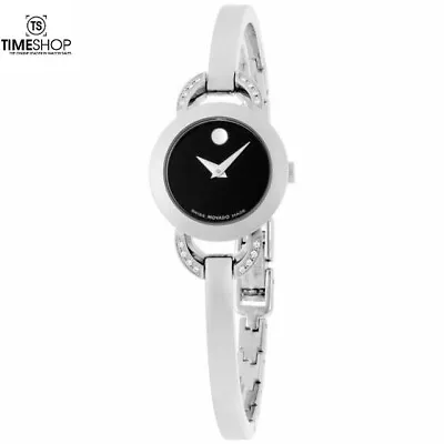 Movado Rondiro Black Dial Stainless Steel Bangle Quartz Ladies Watch 0606798 • $649.95