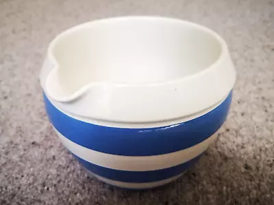 T.G. Green Blue Cornishware Globe-shaped Lipped Mixing Bowl Judith Onions Stamp • £15