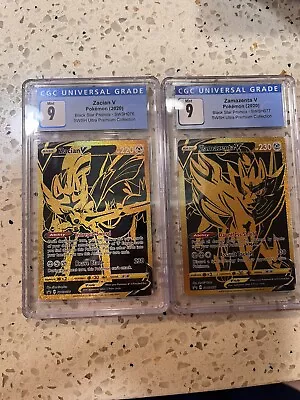 $60 • Buy CGC 9 Pokemon Zacian V SWSH076 And Zamazenta V SWSH077 Gold Ultra Premium Promo