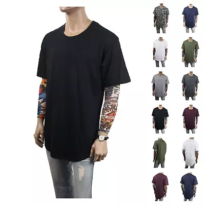 Men Extended Long T-Shirt Elongated Fashion Tee Casual Basic Hipster Fashion Tee • $9.50