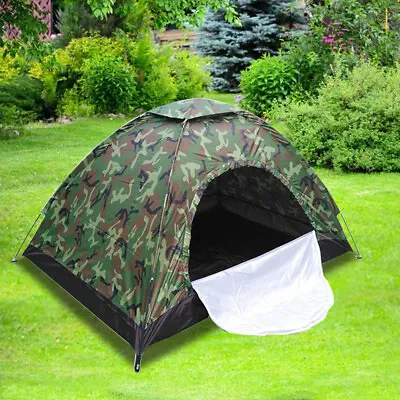 Outdoor Camouflage Camping Tent Foldable Quick Shelter Hiking For 3-4 Persons • $25.64