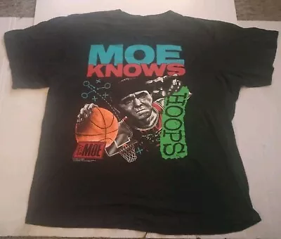 Vintage 1990's Moe Knows Hoops Single Stitch T Shirt Mens X-Large Black USA Made • $24