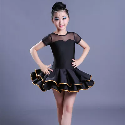 Girl Kids Dancewear With Shorts Dance Dress Layered Latin Ballroom Practice • $42.80