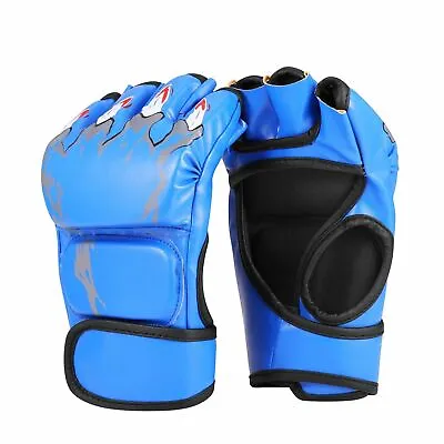MMA Gloves Fingerless Boxing Gloves For Men Women And Teen UFC Grappling Blue • $18.99