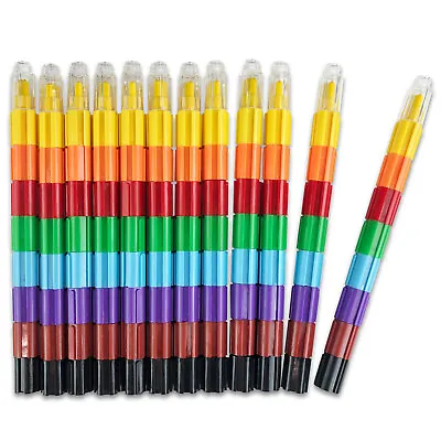 $13.99 • Buy HUJI Stackable Buildable 8 Colors Crayons Set Party Favors For Kids Children